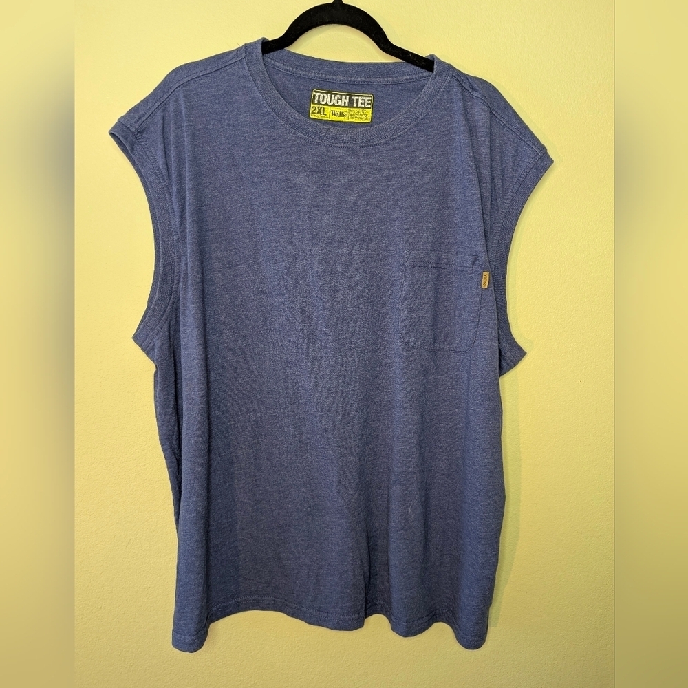 Walls Tough Tee in Blue and Yellow Sleeveless Mens Size 2XL